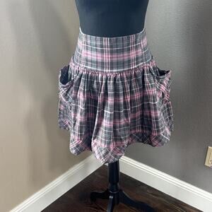 Ecote Pink and Gray Plaid Mini Skirt